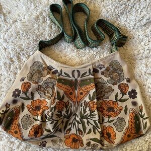 Floral Moth Canvas Shoulder Bag *NEW* - multicolor, adjustable strap